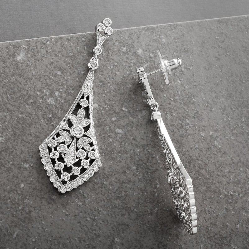 Mariell Dangle Bridal Earrings, Dramatic 2 ¾" Length, Perfect Jewelry