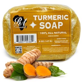 RA COSMETICS 100% Natural Turmeric Soap Bar for Face & Body – Handcrafted Cleansing Bar for Dark Spots, Brightening, Oil Control, and Exfoliation – Detoxifying, Chemical-Free Soap for All Skin Types