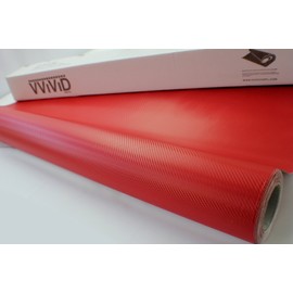 VViViD Dry Red Carbon Fibre High Gloss Vinyl Wrap Twill Weave Adhesive Film 6 Inches x 60 Inches Roll Air Release Decal Sheet