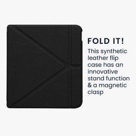 kwmobile Origami Case Compatible with Kobo Libra Colour Case - Slim PU Leather Cover with Stand - Black