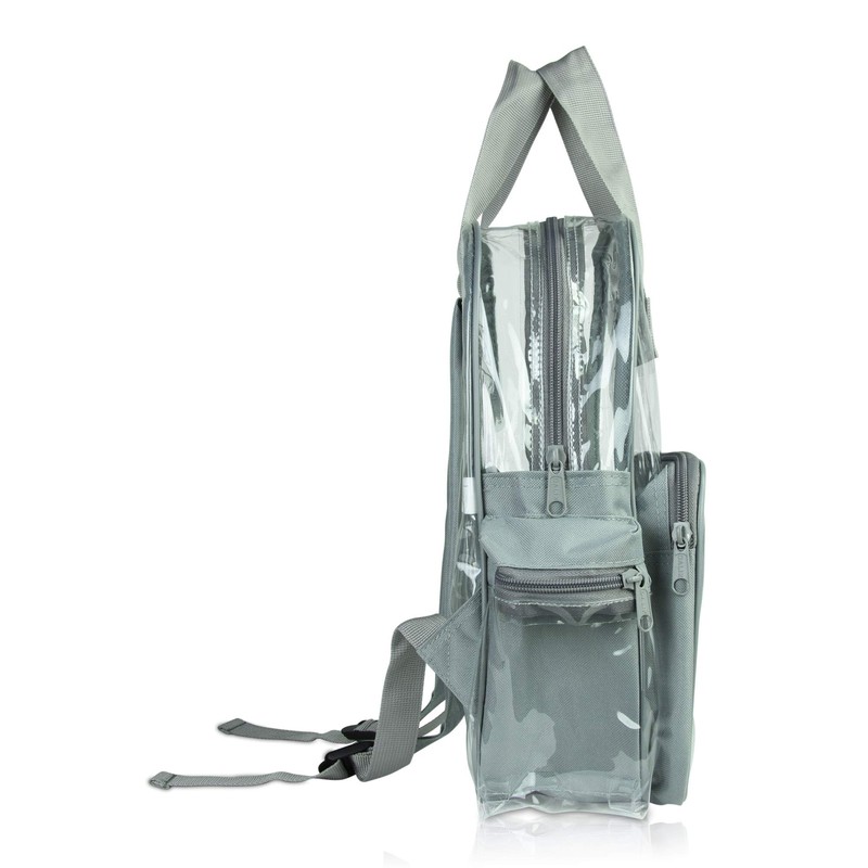 DALIX Clear Backpack Bags Smooth Plastic Light Gray Transparent See