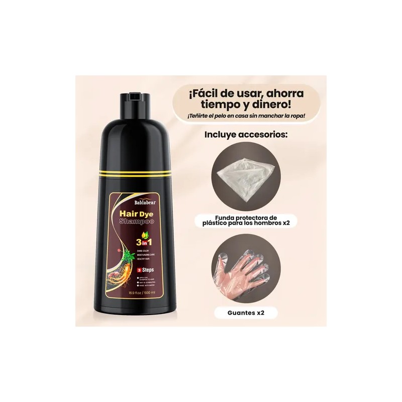 Shampoo Con Tinte Hair Dye Natural Jengibre Para Cubre Canas