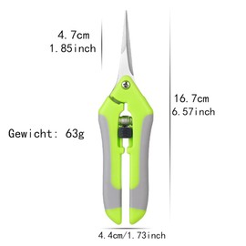 Oneyijun Professional Pruning Shears, Stainless Steel Blades, Heavy Duty Trimming Scissors, Gardening, Hand Scissors, Harvesting Shears for Flowers, Plants, Bouquet, Fruits, Hedge Vegetables (Green)