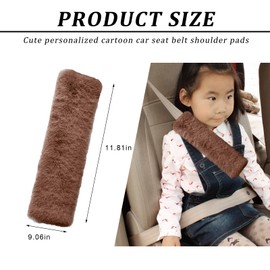 JUSTTOP 2 PCS Sheepskin Car Seat Belt Pads, Soft Fuzzy Auto Seatbelt Cushion Pads for Comfortable Driving, Wool Seat Belt Cover Protector for Shoulder and Neck, Car Accessories (Brown)