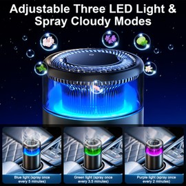 Smart Car Air Fresheners, Ambient Light & Mist Fragrance, Auto On/Off Car Air Freshener Diffuser, Adjustable Intensity, Premium Scents Refill, Lasts 1000 Times, Built-in Battery, Early Morning