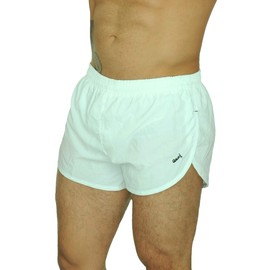 UZZI Men's Running Shorts Swimwear Trunks 1830, White, Large