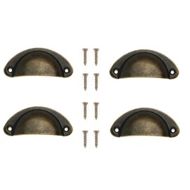 Yesmin 4 Pcs Half Moon Shaped Shell Handles,Kitchen Cabinet Drawers,Suitable for Cabinets,Drawers,Dressing Tables,Etc-Bronze