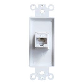 BUPLDET 1 Port CAT6 Ethernet Wall Plate Insert - CAT 6 RJ45 Jack Insert Cover Plate for Midsize/Oversize Decorator Wallplate - White