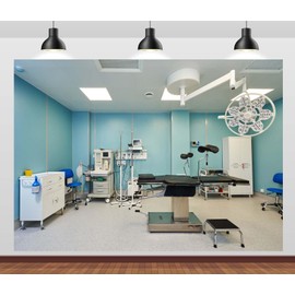 Loccor 5x3ft Fabric Hospital Operating Room Backdrop Doctor Surgery Anesthesia Bed Medical Equipment, Party Decoration Doctor Nurse Party Portraits Supplies Photo Booth Props