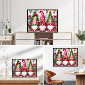 Christmas Gnomes Diamond Painting Kits for Adults, Christmas Dwarf Diamond Art Kits for Beginners, DIY Round Full Drill Diamond Painting Gem Art 12x16 inch