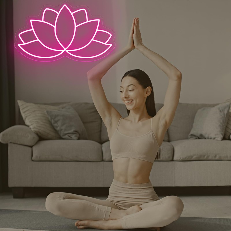 Lotus Flower Neon Sign for Yoga Studio Meditation Room Boho