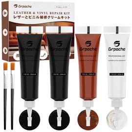 Black Leather Repair Kit for Furniture, Leather Couch Repair Kit for Car Interior, Car Seats, Sofa, Jacket and Purse, Vinyl Repair Kit with Color Matching Guide, Restores Artificial, Genuine Pleather