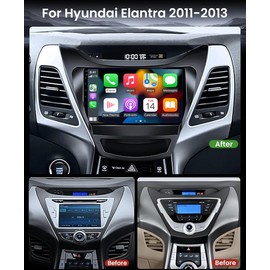 Fuluku【8 Core 4+64GB】 for Hyundai Elantra 2011 2012 2013 Android 13 Car Stereo Carplay Radio with Wireless Carplay Android Auto, 9'' Touch Screen, GPS/WiFi/32EQ DSP/Bluetooth 5.0/SWC/Mic, Backup Cam