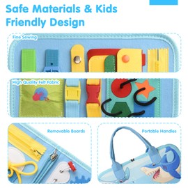 Achiyway Busy Board ab 1 Jahr, 5-Schichten Montessori Activity Board für Baby ab 1 2 3 4 Jahre mit Sensorisches Spielzeug,Lernspielzeug,Feinmotorik,Puzzle und Angeln Spiele, Geschenk Kind 1-4 Jahre