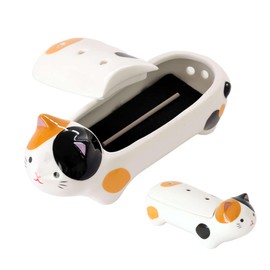 Yamako Incense Plate, Horizontal Lay One, Incense Stand, Ash Free, Stylish, Cats, Trimmer Cats, Mini Incense Plate, Incense Burner, Buddhist Altar, Small, Ceramic