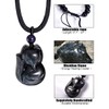 Lightock Obsidian Fox Necklace Pendant for Women Healing Energy Crystal