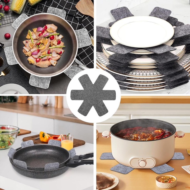 15pcs Felt Pan Protectors for Stacking, 3 Sizes Anti-Slip Heat