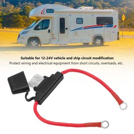 Fuse Holder, 8 AWG Inline Blade Fuse Holder, 30 cm/11.8 Inch Wire, 80 A Blade Fuse, Waterproof Circuit Protection Holder, Vehicle Fuse Holder, Copper Cable for 12-24 V Vehicles, Cars, Trucks