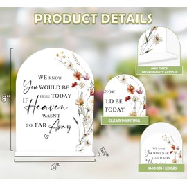 Boho Floral Wedding Memorial Sign, 6 x 8 Inch White Arch Acrylic Wedding Sign with Holder, Wedding Sign for Ceremony and Reception, Wedding Decoration, Wedding Supplies - BX12