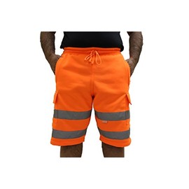 Hi Vis Orange Combat Shorts, 2 Side Zipped Pockets, 2 Thigh Pockets & 1 Rear Pocket, Conforms to EN471 Class 1, By Brook Hi Vis, Medium