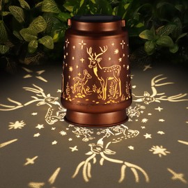 Deer Solar Lanterns Outdoor Waterproof Garden Decor Suitable for Birthday Gifts for Women Mom Grandma Metal Hanging Solar Lights for Outside LED Lantern for Yard Patio Lawn Pathway Landscape