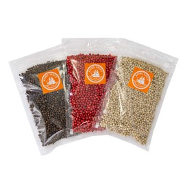 Kobe Spice Pepper 3 Piece Set, Black Pepper and White Pepper, 3.5 oz (100 g), Pink Pepper, 1.8 oz (50 g)