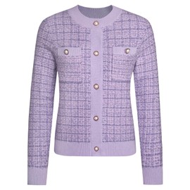 GRACE KARIN Women Cardigans Knitwear Outerwear for Autumn Winter Long Sleeve Buttons Casual Daily Going Out Cardigan Purple S