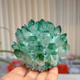 Extra Large Rough Clear Quartz White Crystal Cluster and Green Crystal Cluster Reiki Healing Stones Other Crystal CraftsColor: Green Crystal Cluster, Size: 300-400g