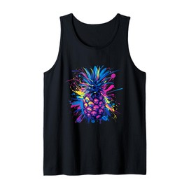 Colorful Hawaii Summer Colorsplash Pineapple Tank Top
