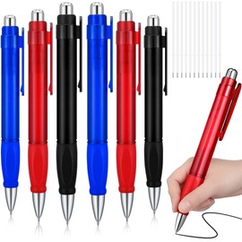 Moqqeu 6 Pcs Big Pens Jumbo Pen Bulk with Refills Extra Large Ballpoint Pens Black Ink Fat Pens Giant Pen Oversize Retractable