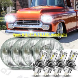 AQJ DOT For Chevy 3100 Truck 1958 1959 4pcs 5.75" Round LED Headlights Hi/Lo Beam