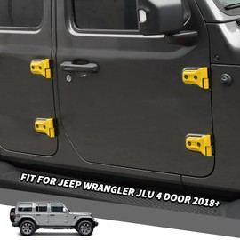 Jimen Fit for Jeep Wrangler JLU 4 Door 2018-2024, 20PCS Door Hinge & Tailgate Hinge Cover Exterior Trim Accessories (Yellow)