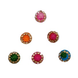 Generic Bindi Premium Quality Assorted Round Stone Forehead Bindi Tattoo For Body Art Sticker Craft Decor Belly Decor Forehead Decor (multi-color), Small