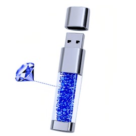 WooTeck 64GB Jewelry Crystal Lipstick USB Flash Drive,High Speed Memory Stick,Blue