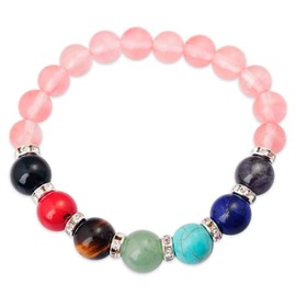 JOYA GIFT Jewelry Cherry Quartz 7 Chakra Yoga Balancing Reiki Healing Bracelet for Women
