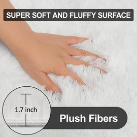 ZJYeRug White Runner Rugs for Bedroom Living Room,Non Slip Bedside Fluffy Area Rug 2x6 Feet,Ultra Soft Plush Faux Fur Floor Throw Carpet for Hallway Nursery Kids Dorm Home Decor Aesthetic Washable