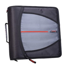 Case-it Mighty Zip Tab School Zipper Binder | 3-Inch O-Rings, 600-Sheet Capacity, 5-Subject Expanding File Folder, Multiple Pockets & Storage Organizer, Shoulder Strap | D-146 Black