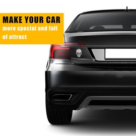 3D Metal Skull Car Stickers, Metal Car Sticker Skull Car 3D Stickers Motorbike Stickers Emblem Badge Sticker Styling Decals for Car Motorcycle(2pcs) (Silver)