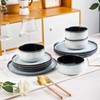 LeRATIO Ceramic Dinnerware Set of 4, Poreclain Plates, Bowls, Handmade