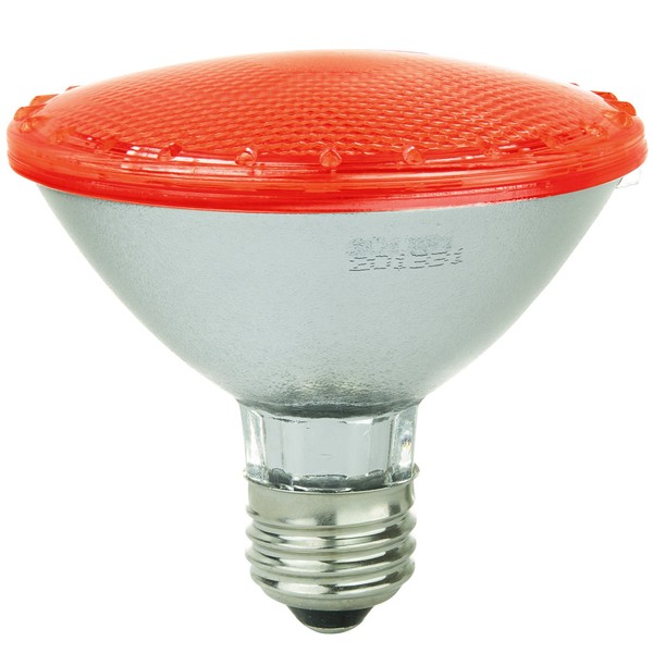 Sunlite 80023-SU LED PAR30 Short Neck Colored Wildlife Friendly Light Bulb, 3 Watts, (25W Equivalent), E26 Medium Base, 30,000 Hour Lifespan, Red 1 Pack