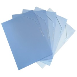 MANJIAMEI Gradient Color A4 Plastic Folders Sleeves 5pcs Cut Flush Folder Open Top & Side Clear Document Wallet Paper Protector for Office School Work Report Presentation Project File Pockets (Blue)