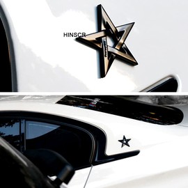 HINSCR Star Car Emblem Pentacle Metal Badge Decal Pentagram Black Metal Astrological Symbol Satanic Pentagram Car Decal(Black)