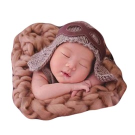 Zeroest Baby Photography Props Pilot Hats Photo Shoot Outfits Crochet Costume Boy Girl Knitted Hat Khaki
