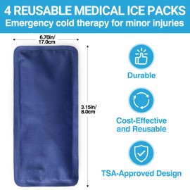Gel Ice Packs for Injuries Reusable with Insulated Bottle - 4X Instant Cold Packs for Injuries 6.70”x3.15” - Medical Grade Gel Ice Packs - Portable Soft Ice Pack for Surgery