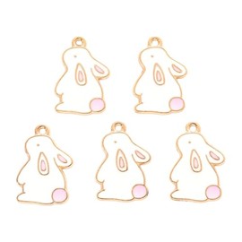 DanLingJewelry 100Pcs White Enamel Rabbit Charms Cute Easter Bunny Animals Enamel Charms for Jewelry Making Necklace Bracelet Earrings, Non-Precious Metal, No Gemstone