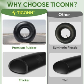 TICONN 20x8.00-8, 20x10.00-8 Inner Tube, 2 Pack Inner Tire Tube for Wheelbarrow Tires, Replacement Tube with TR-4 Straight Valve Stem for Wheelbarrows, Lawn Mowers, Garden Tractor, ATVs, Tractor