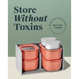 Caraway Mini Food Storage 11pc Set - Glass Storage Containers for Food - Non-Toxic Ceramic-Coated Glass - Air Release Technology - Compact & Stackable Design - Perracotta