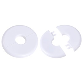 2pcs Wall Split Flange, ABS Round Escutcheon Plate Plumbing Cover Plates for 23mm/0.9in Diameter Pipe Faucet Toilet Decoration Accessories (White)