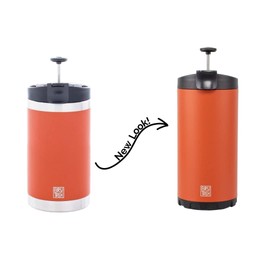 BruTrek Steel Toe 3.0 Travel Coffee Press - Brew 20 fl.oz On The Go - No Spill Lid, Double Wall Vacuum Insulated Stays Hot for Hours, French Press Coffee (Red Rock)