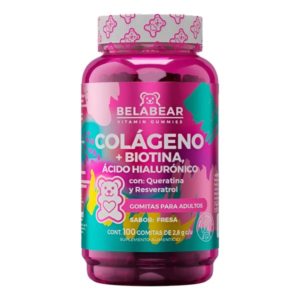 Pack 2 Belabear Colágeno con Biotina Y Ácido Hialurónico 100pz